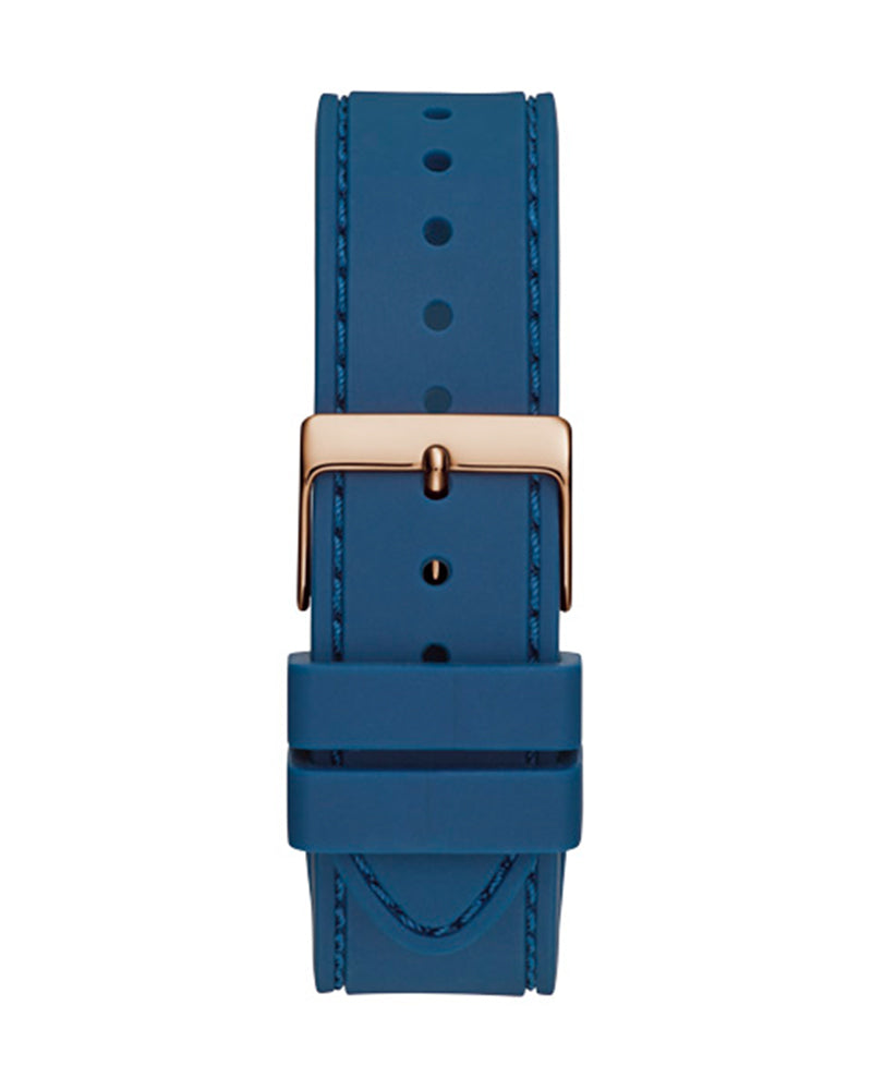  Shop Authentic Guess Multifunction Crystals Rose Gold Dial Blue Rubber Strap Watch For Women - GW0439L4 - Luxxuri