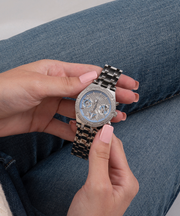  Shop Authentic Guess Heiress Multifunction Diamonds Silver Dial Silver Steel Strap Watch for Women - GW0440L1 - Luxxuri