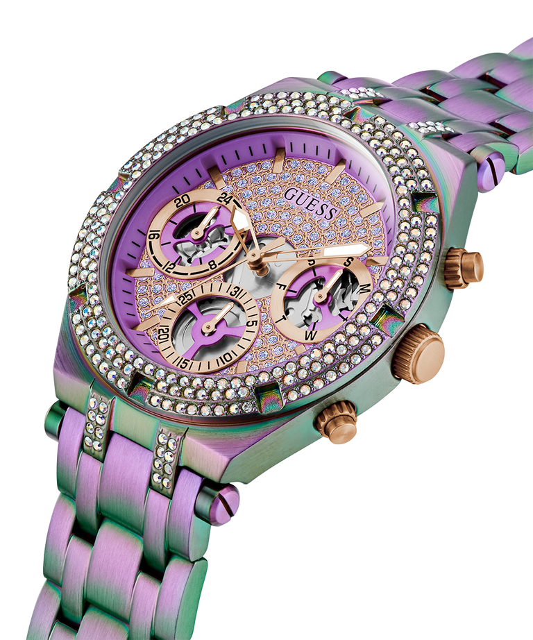  Shop Authentic Guess Heiress Multifunction Diamonds Purple Dial Purple Steel Strap Watch for Women - GW0440L3 - Luxxuri