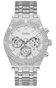  Shop Authentic Guess Multi Function Diamonds Silver Dial Silver Steel Strap Watch For Men - GW0455G1 - Luxxuri