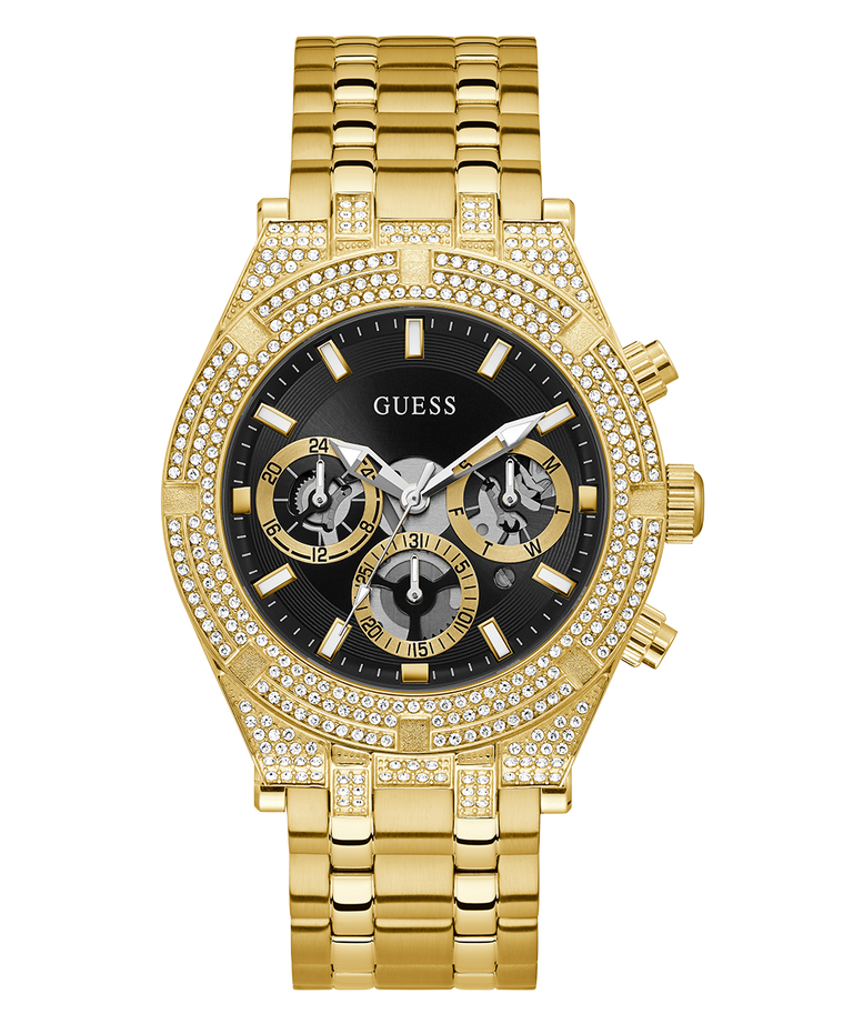  Shop Authentic Guess Multifunction Diamonds Black Dial Gold Steel Strap Watch for Men - GW0455G2 - Luxxuri