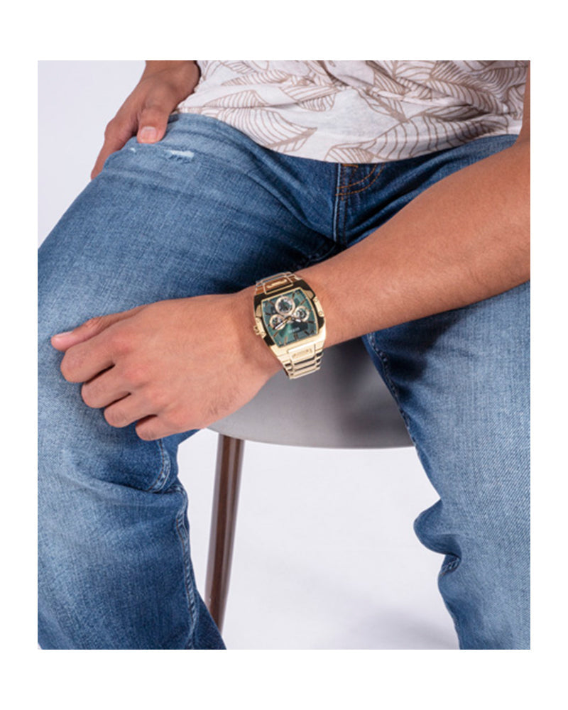  Shop Authentic Guess Phoenix Multi Function Green Dial Gold Steel Strap Watch for Men - GW0456G3 - Luxxuri