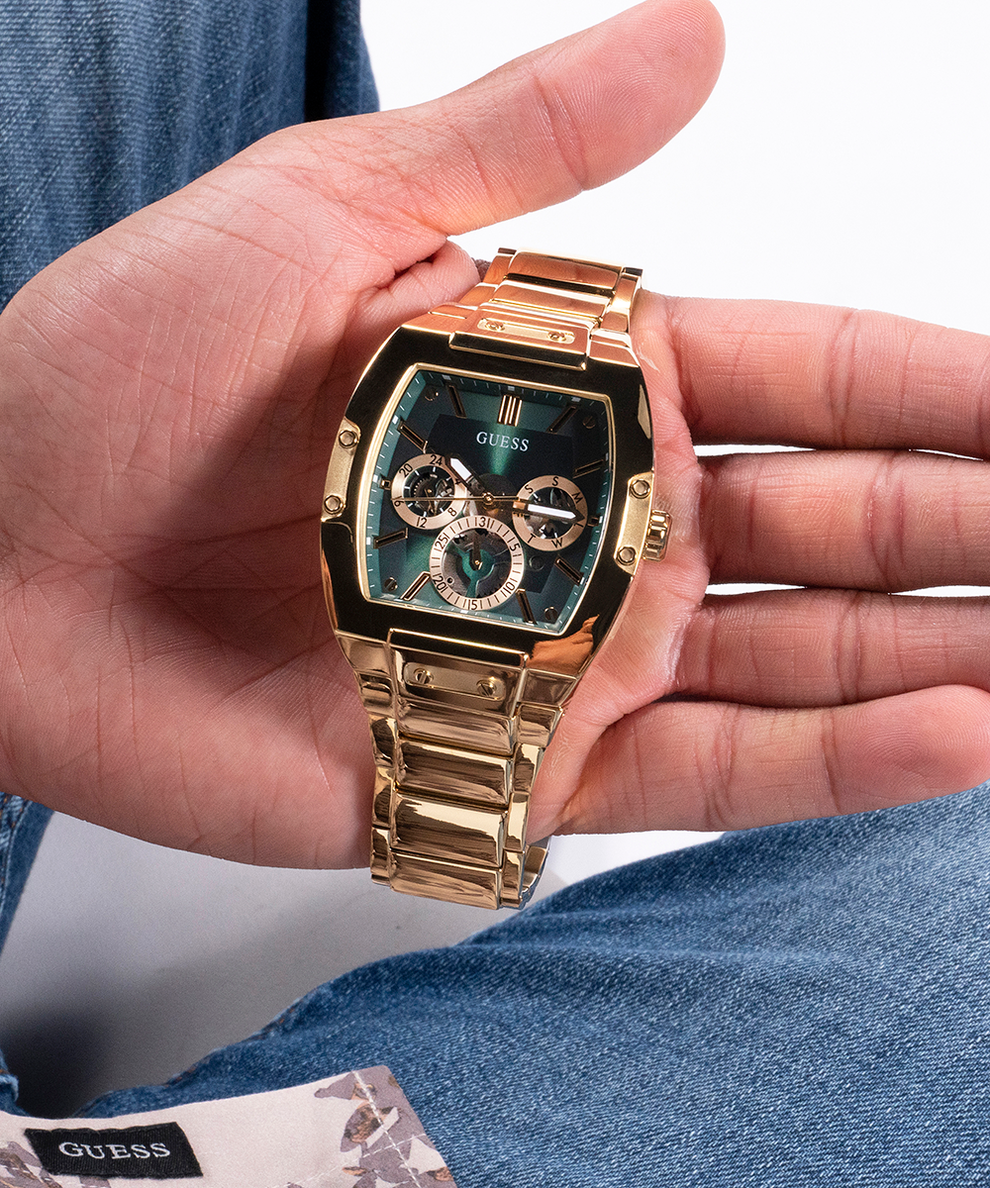  Shop Authentic Guess Phoenix Multi Function Green Dial Gold Steel Strap Watch for Men - GW0456G3 - Luxxuri