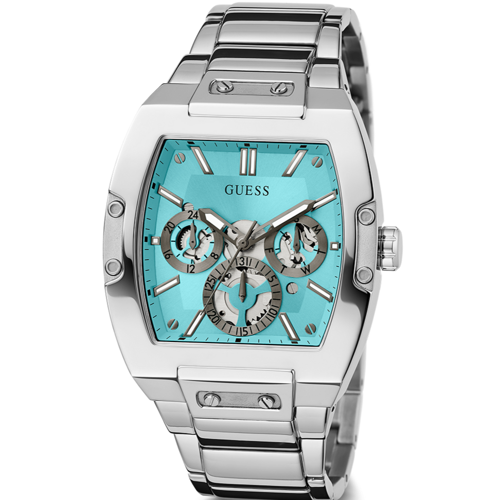  Shop Authentic Guess Phoenix Multi Function Aqua Blue Dial Silver Steel Strap Watch for Men - GW0456G4 - Luxxuri