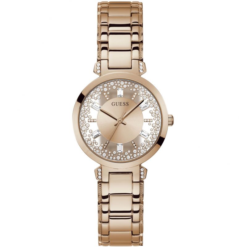  Shop Authentic Guess Crystal Clear Rose Gold Dial Rose Gold Steel Strap Watch for Women - GW0470L3 - Luxxuri