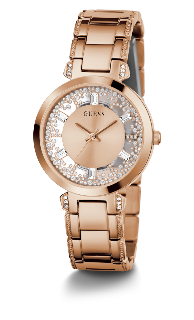  Shop Authentic Guess Crystal Clear Rose Gold Dial Rose Gold Steel Strap Watch for Women - GW0470L3 - Luxxuri