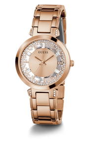  Shop Authentic Guess Crystal Clear Rose Gold Dial Rose Gold Steel Strap Watch for Women - GW0470L3 - Luxxuri