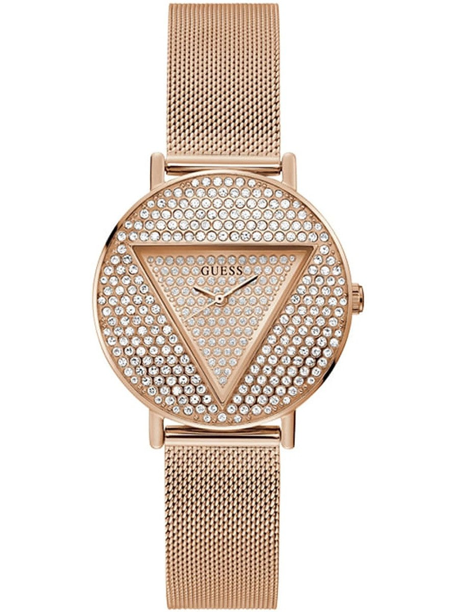  Shop Authentic Guess Iconic Diamonds Rose Gold Dial Rose Gold Mesh Bracelet Watch For Women - GW0477L3 - Luxxuri