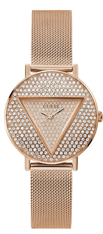  Shop Authentic Guess Iconic Diamonds Rose Gold Dial Rose Gold Mesh Bracelet Watch For Women - GW0477L3 - Luxxuri