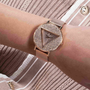  Shop Authentic Guess Crystal Clear Rose Gold Dial Rose Gold Steel Strap Watch for Women - GW0470L3 - Luxxuri