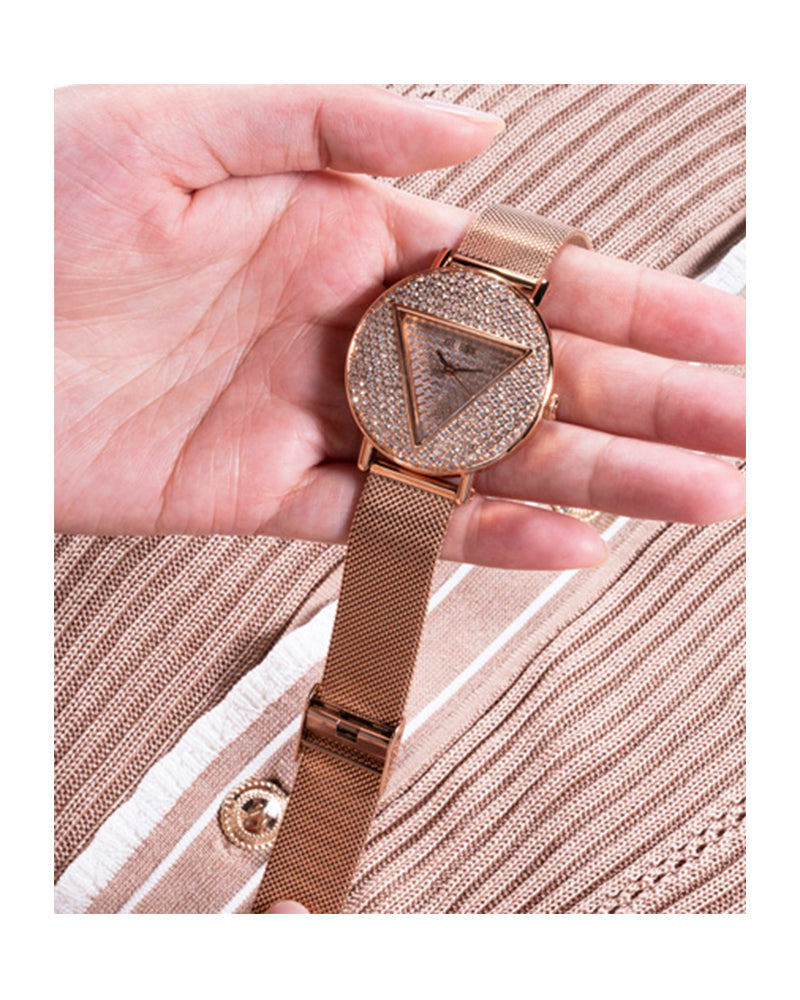 Shop Authentic Guess Iconic Diamonds Rose Gold Dial Rose Gold Mesh Bracelet Watch For Women - GW0477L3 - Luxxuri
