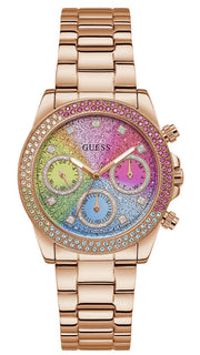  Shop Authentic Guess Confetti Multifunction Multicolor Dial Rose Gold Steel Strap Watch For Women - GW0483L3 - Luxxuri