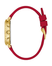  Shop Authentic Guess Solstice Diamonds Gold Dial Red Rubber Strap Watch for Women - GW0484L1 - Luxxuri