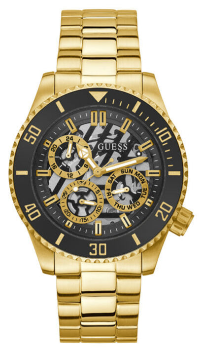  Shop Authentic Guess Axle Multifunction Black Dial Gold Steel Strap Watch For Men - GW0488G2 - Luxxuri