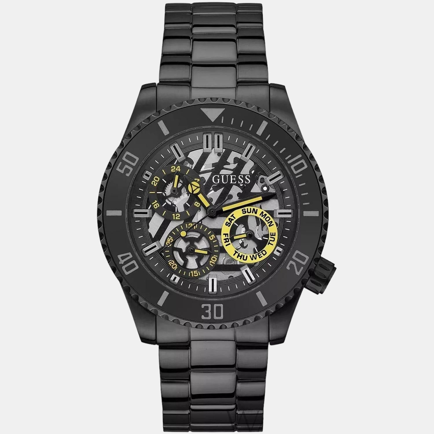  Shop Authentic Guess Axel Multifunction Black Dial Black Steel Strap Watch For Men - GW0488G3 - Luxxuri