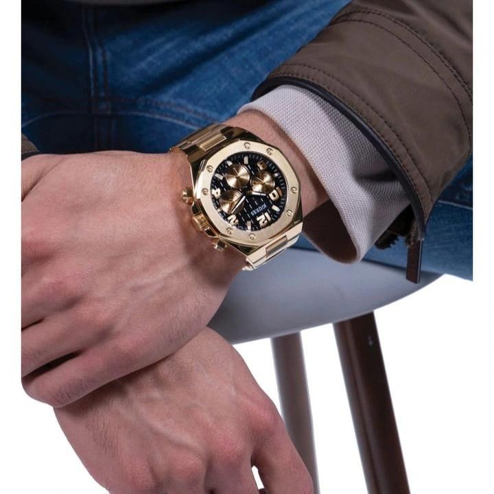  Shop Authentic Guess Empire Quartz Black Dial Gold Steel Strap Watch For Men - GW0489G2 - Luxxuri