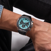  Shop Authentic Guess Empire Chronograph Quartz Sky Blue Dial Silver Steel Strap Watch For Men - GW0489G3 - Luxxuri
