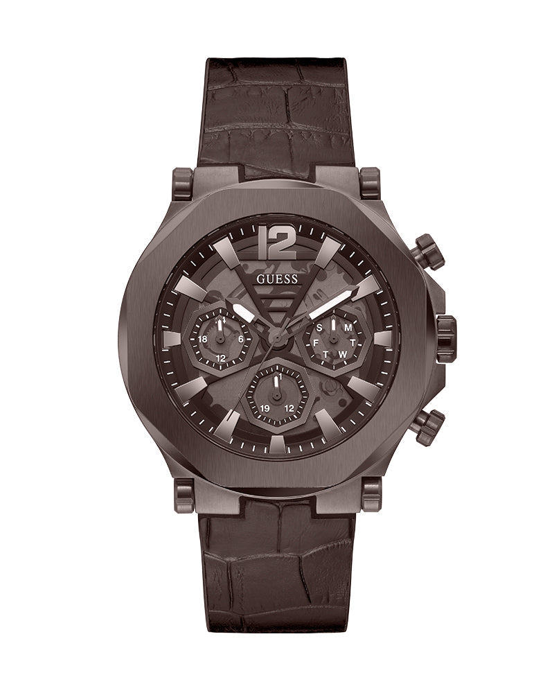  Shop Authentic Guess Edge Chronograph Brown Dial Brown Leather Strap Watch For Men - GW0492G2 - Luxxuri
