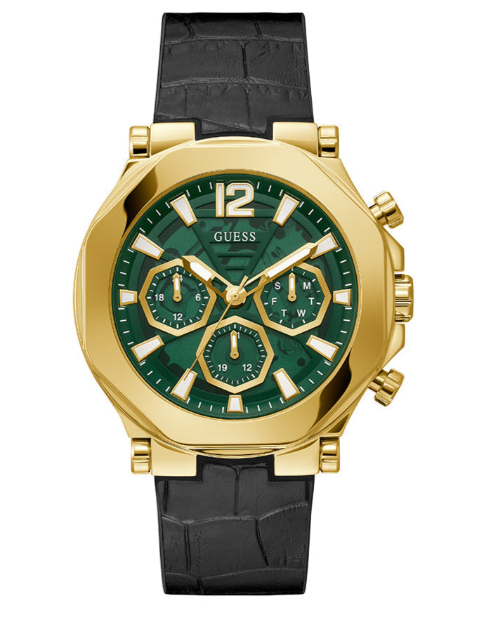  Shop Authentic Guess Edge Chronograph Green Dial Black Leather Strap Watch For Men - GW0492G3 - Luxxuri