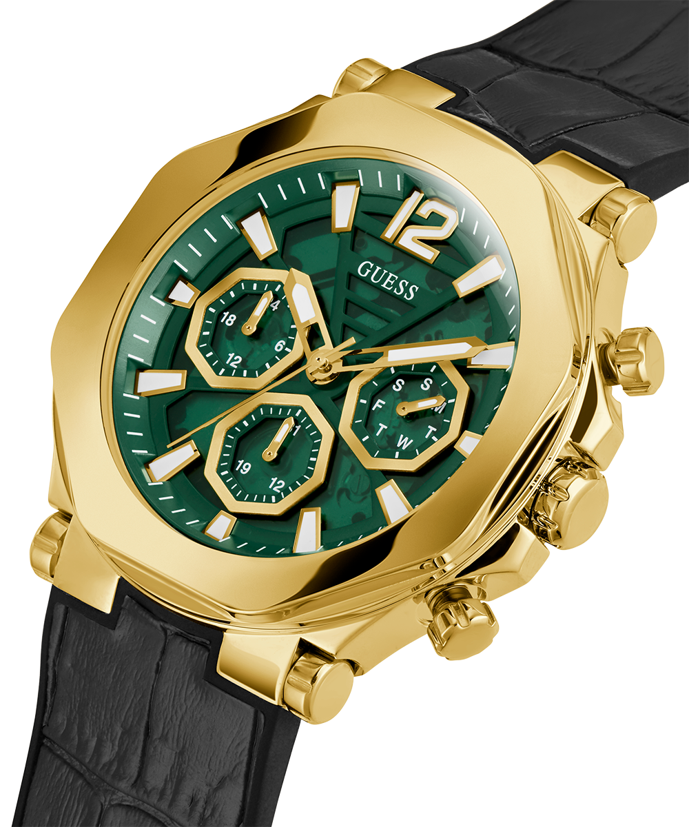  Shop Authentic Guess Edge Chronograph Green Dial Black Leather Strap Watch For Men - GW0492G3 - Luxxuri