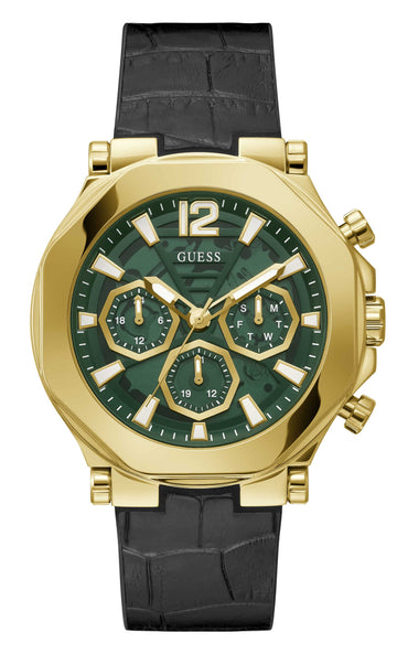 Shop Authentic Guess Edge Chronograph Green Dial Black Leather Strap Watch For Men - GW0492G3 - Luxxuri
