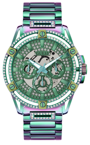  Shop Authentic Guess King Iridescent Multifunction Multicolor Dial Purple Steel Strap Watch For Men - GW0497G3 - Luxxuri