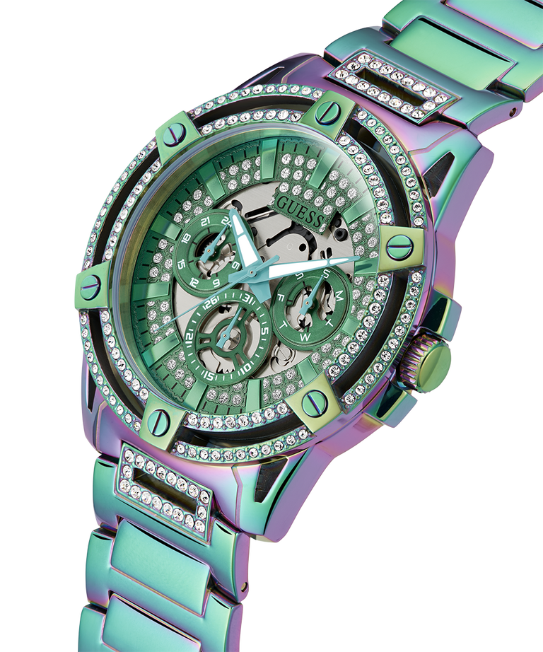  Shop Authentic Guess King Iridescent Multifunction Multicolor Dial Purple Steel Strap Watch For Men - GW0497G3 - Luxxuri