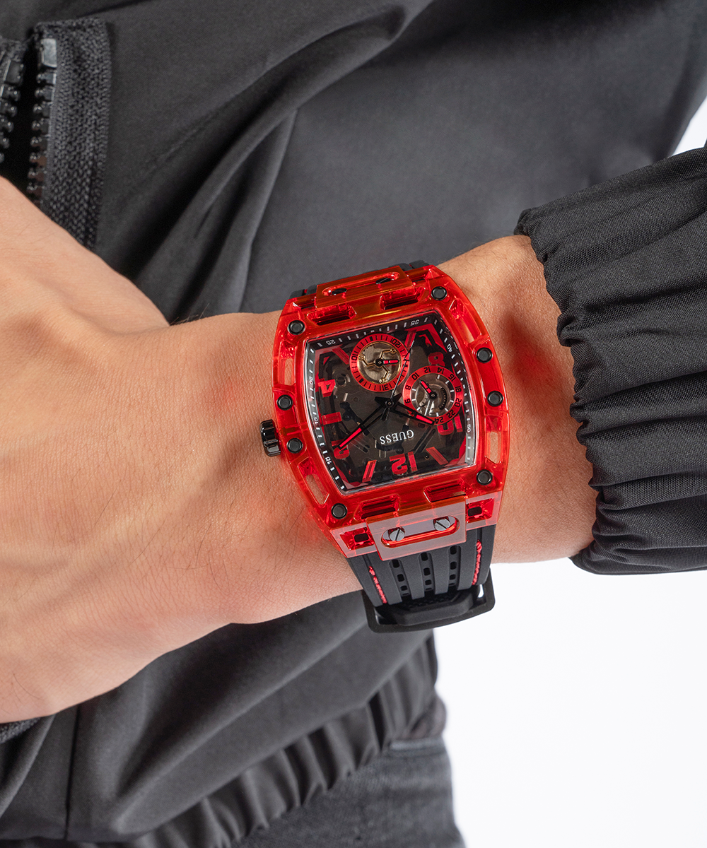  Shop Authentic Guess Phoenix Multifunction Analog Red Dial Black Silicone Strap Watch For Men - GW0499G4 - Luxxuri
