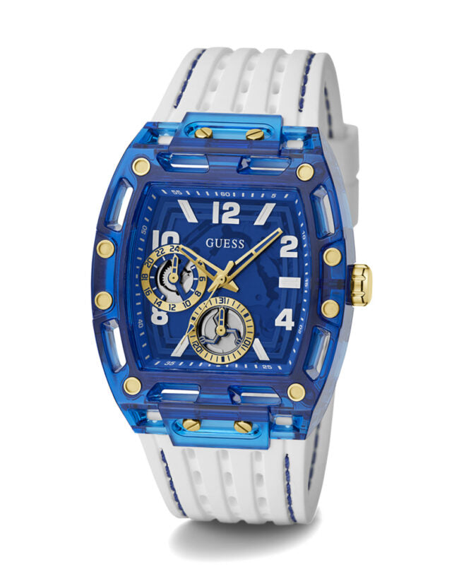  Shop Authentic Guess Phoenix Analog Blue Dial White Silicone Strap Watch For Men - GE0499G6 - Luxxuri