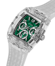  Shop Authentic Guess Phoenix Quartz Green Dial Transparent Silicone Strap Watch For Men - GW0499G8 - Luxxuri