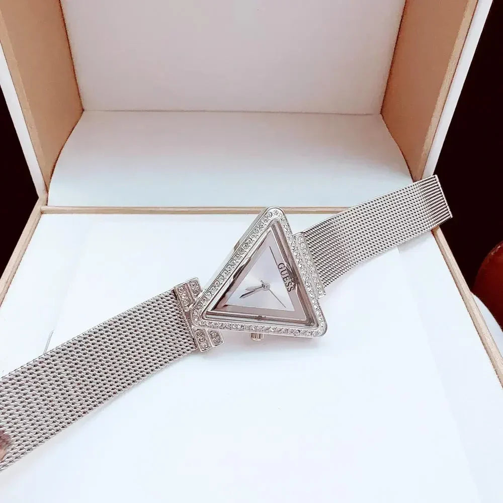  Shop Authentic Guess Fame Diamonds Silver Dial Silver Mesh Bracelet Watch for Women - GW0508L1 - Luxxuri