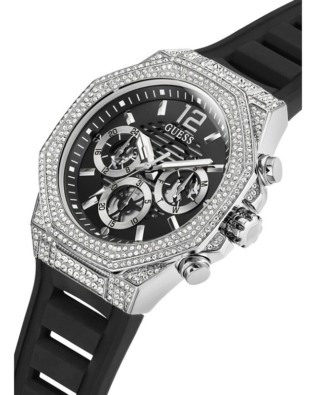  Shop Authentic Guess Momentum Chronograph Crystals Black Dial Black Silicone Strap Watch For Men - GW0518G1 - Luxxuri