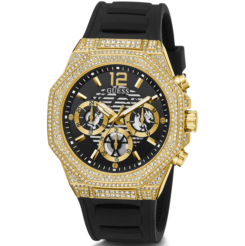  Shop Authentic Guess Momentum Chronograph Diamonds Black Dial Black Silicone Strap Watch For Men - GW0518G2 - Luxxuri