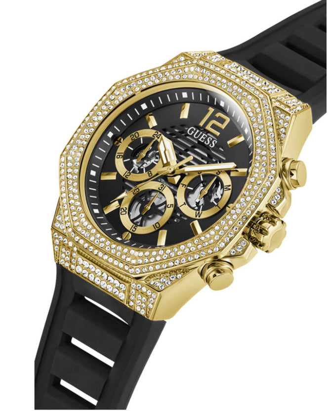  Shop Authentic Guess Momentum Chronograph Diamonds Black Dial Black Silicone Strap Watch For Men - GW0518G2 - Luxxuri