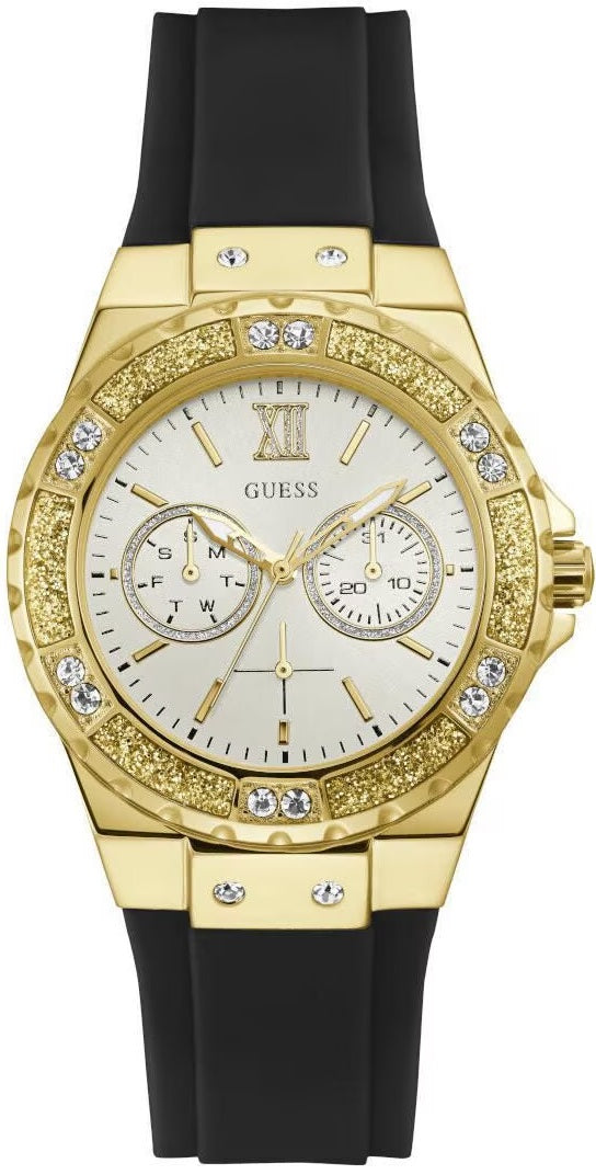  Shop Authentic Guess Limelight Crystals Silver Dial Black Rubber Strap Watch For Women - GW0519L1 - Luxxuri