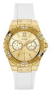 Shop Authentic Guess Multifunction Gold Dial White Rubber Strap Watch for Women - GW0519L2 - Luxxuri