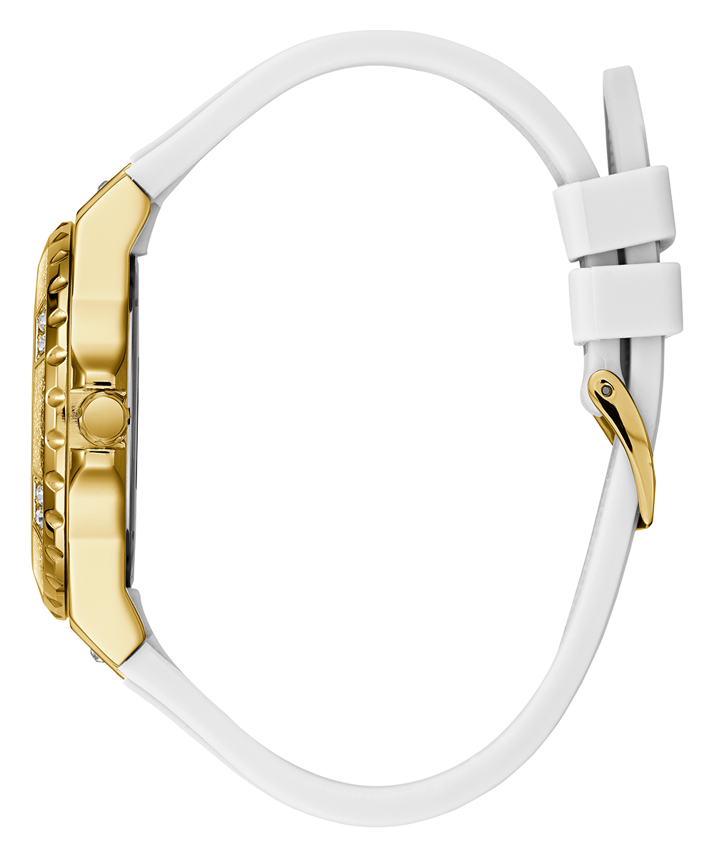  Shop Authentic Guess Multifunction Gold Dial White Rubber Strap Watch for Women - GW0519L2 - Luxxuri