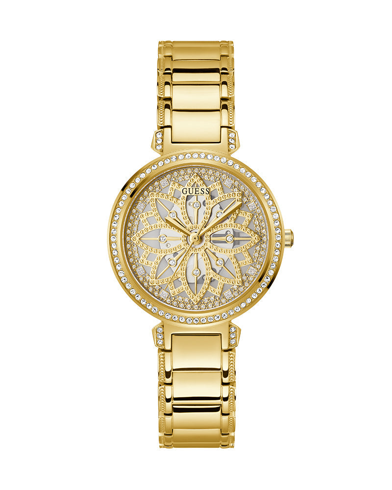  Shop Authentic Guess Lily Quartz Gold Dial Gold Steel Strap Watch For Women - GW0528L2 - Luxxuri