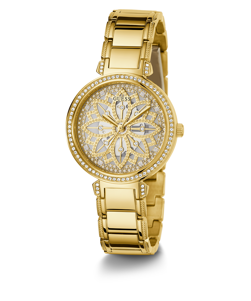  Shop Authentic Guess Lily Quartz Gold Dial Gold Steel Strap Watch For Women - GW0528L2 - Luxxuri