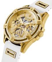  Shop Authentic Guess Queen Quartz Gold Dial White Silicone Strap Watch For Women - GW0536L2 - Luxxuri