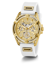  Shop Authentic Guess Queen Quartz Gold Dial White Silicone Strap Watch For Women - GW0536L2 - Luxxuri