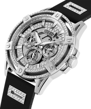  Shop Authentic Guess King Quartz Crystals Silver Dial Black Silicone Strap Watch For Men - GW0537G1 - Luxxuri