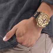  Shop Authentic Guess King Quartz Crystals Gold Dial Black Silicone Strap Watch For Men - GW0537G2 - Luxxuri