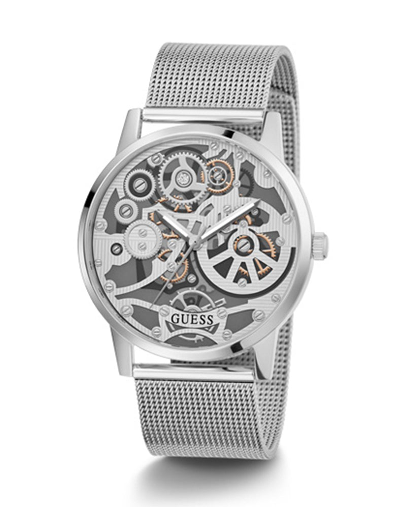  Shop Authentic Guess Gadget Silver Dial Silver Mesh Bracelet Watch for Men - GW0538G1 - Luxxuri