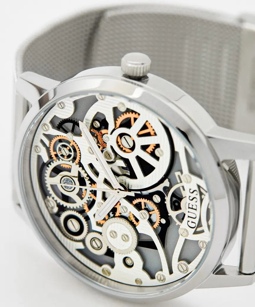  Shop Authentic Guess Gadget Silver Dial Silver Mesh Bracelet Watch for Men - GW0538G1 - Luxxuri