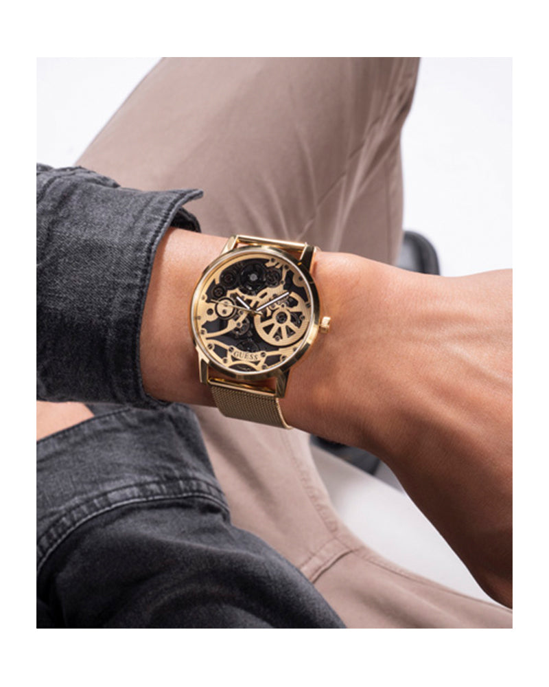 Shop Authentic Guess Gadget Gold Dial Gold Mesh Bracelet Watch for Men - GW0538G2 - Luxxuri