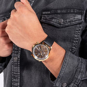  Shop Authentic Guess Gadget Gold Dial Black Leather Strap Watch for Men - GW0570G1 - Luxxuri