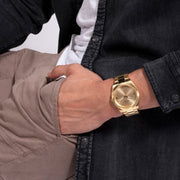  Shop Authentic Guess Connoisseur Analog Gold Dial Gold Steel Strap Watch For Men - GW0542G2 - Luxxuri