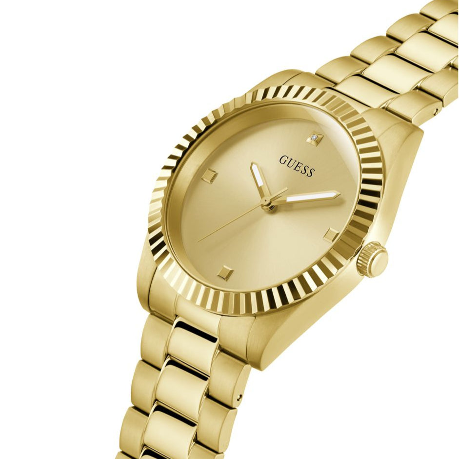  Shop Authentic Guess Connoisseur Analog Gold Dial Gold Steel Strap Watch For Men - GW0542G2 - Luxxuri