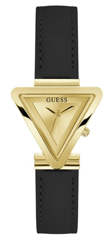  Shop Authentic Guess Fame Quartz Gold Dial Black Leather Strap Watch For Women - GW0548L3 - Luxxuri